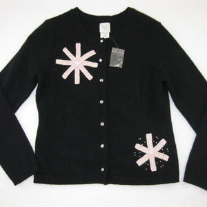 Garnet Hill Wool Angora Snowflake Cardigan NWOT